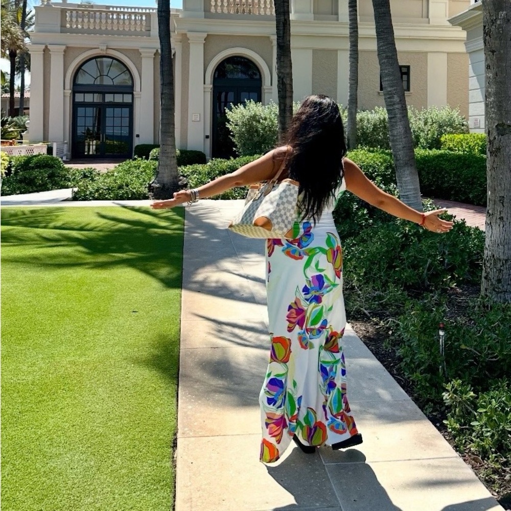 John Pierre Klipa dress with spaghetti straps, long slit on one side